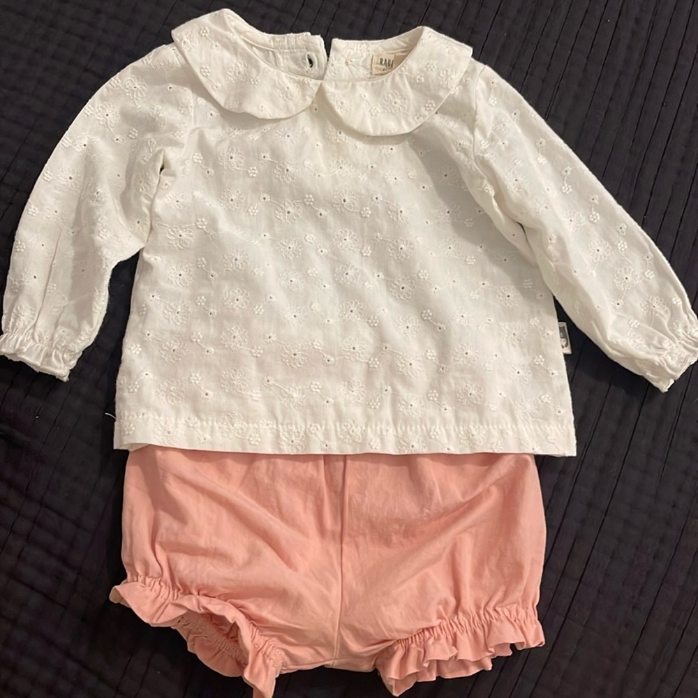 Eyelet cotton girls set